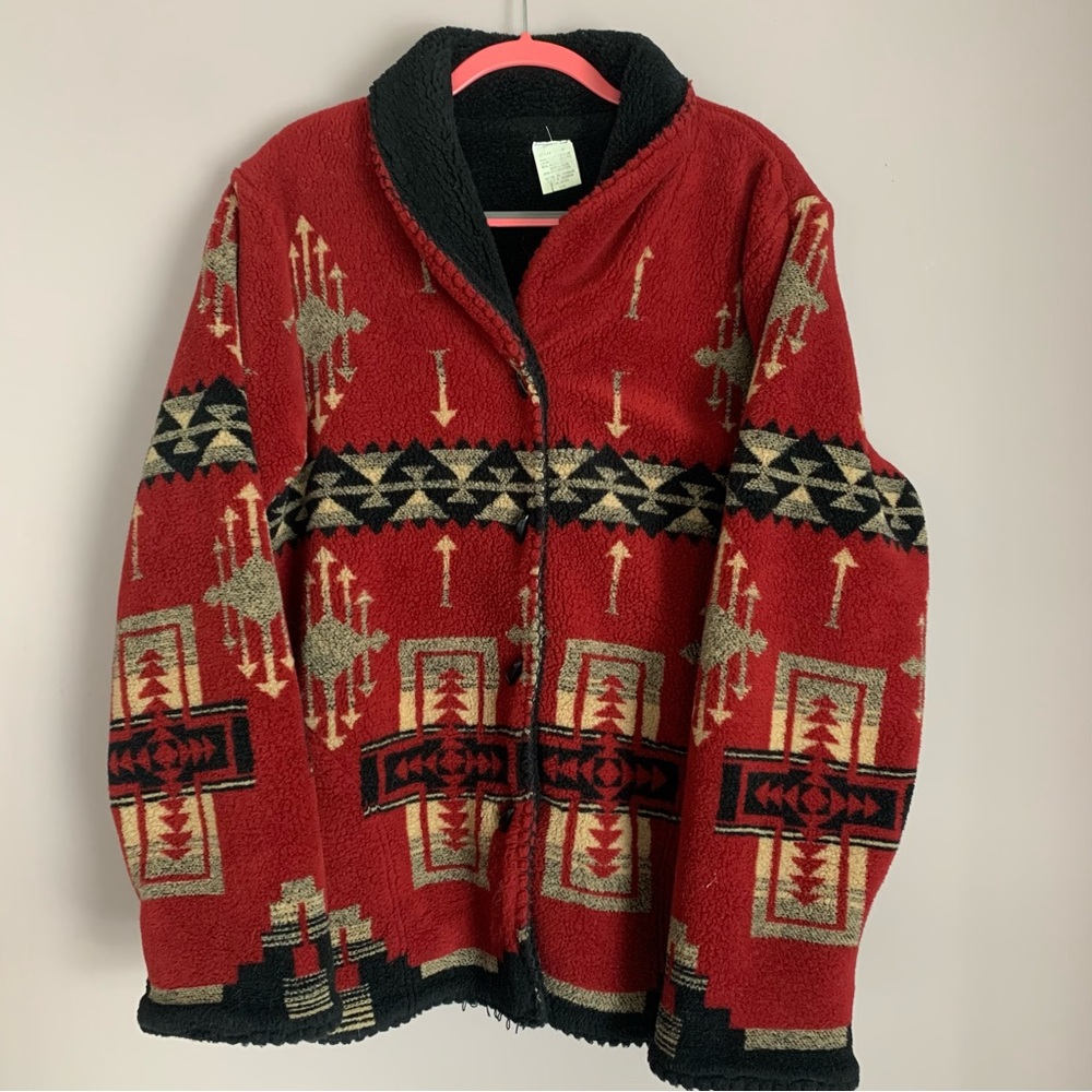 Vintage Aztec Pattern Fleece Coat